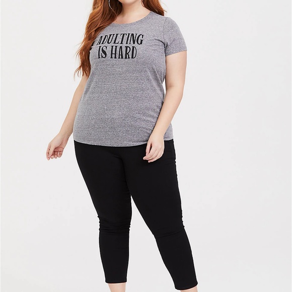 Torrid 0X LG Shirt Tee Top Grey Adulting is Hard - Picture 4 of 4